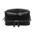 Beauty case in ecopelle nera con chiusura lampo e tirazip centrale