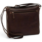 Borsa messenger in pelle marrone scuro con scomparto anteriore con zip