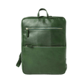 Zaino in pelle verde con fascia per trolley e zip superiore