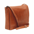 Borsa messenger in pelle marrone con tracolla diagonale e fibbia