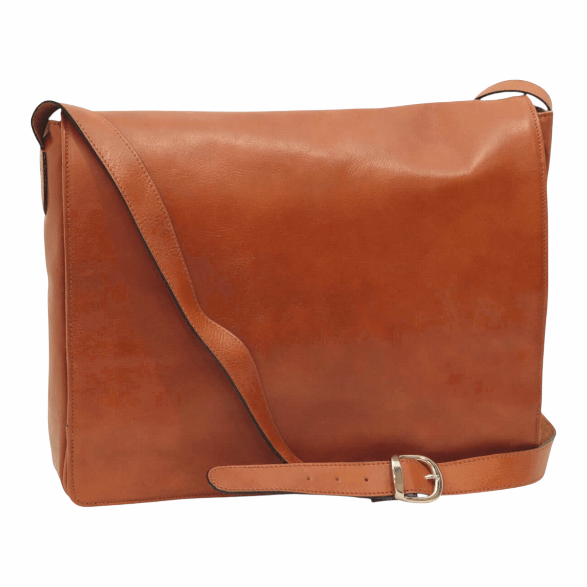 Borsa messenger in pelle marrone con tracolla e chiusura a patta