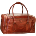 Borsa da viaggio in pelle pieno fiore marrone scuro, manici doppi e zip frontale