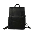 Zaino in pelle nero per laptop con fascia trolley e maniglia superiore