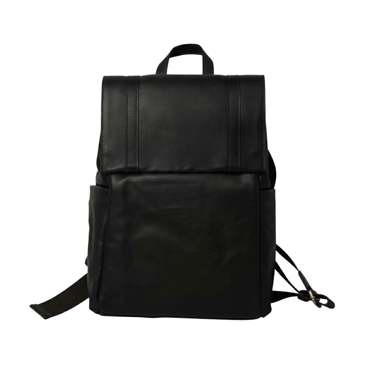 Zaino in pelle nero per laptop con fascia trolley e maniglia superiore