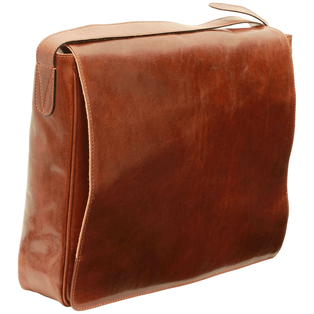 Borsa messenger in pelle pieno fiore marrone Old Angler con tracolla