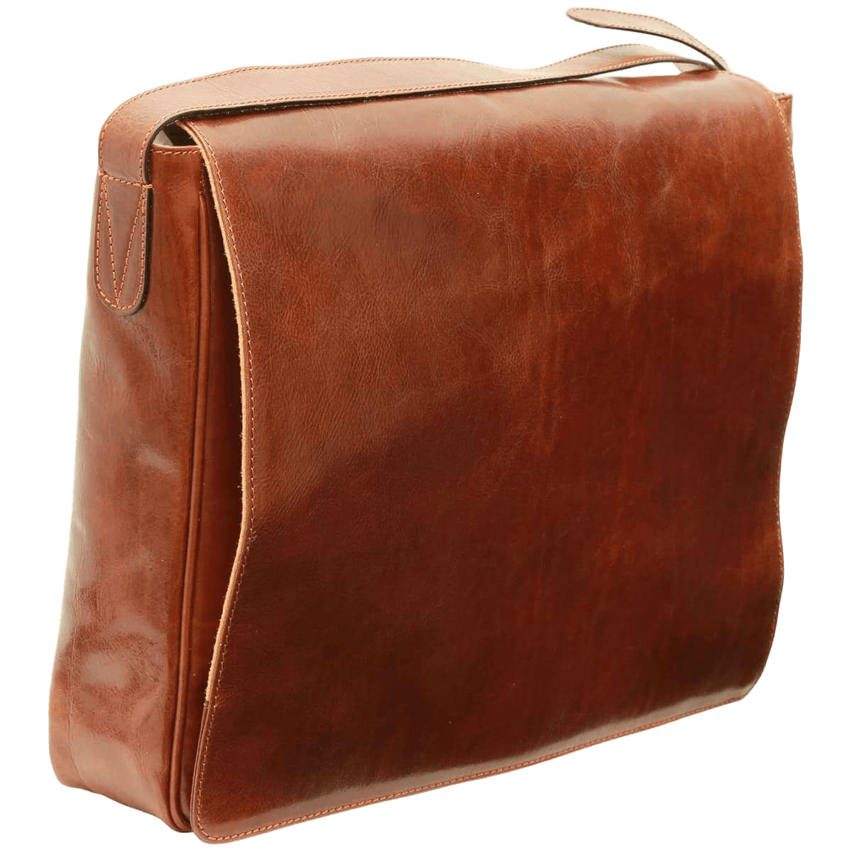 Borsa messenger in pelle pieno fiore marrone Old Angler con tracolla