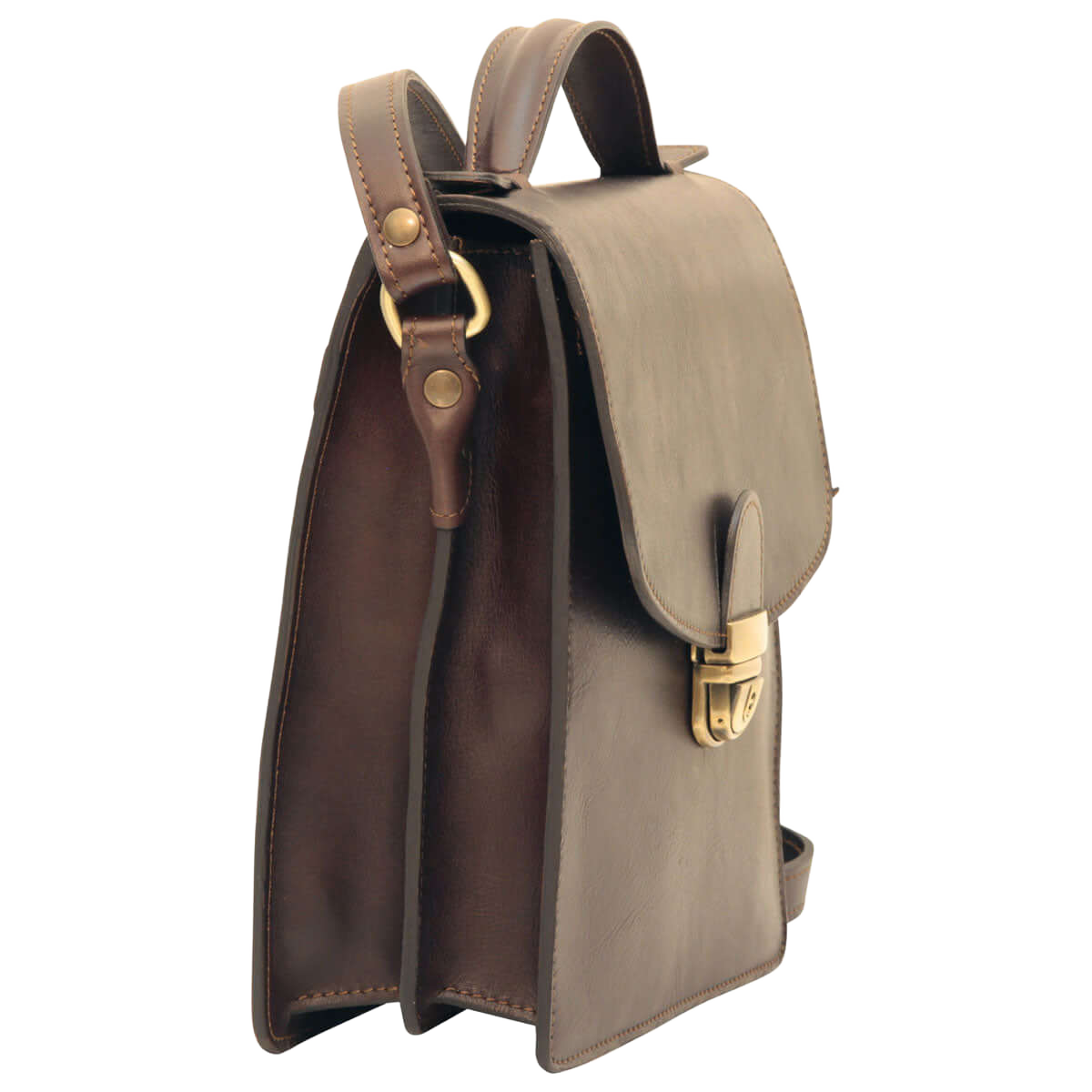 Vetrina Fiorentina -Borsa a tracolla marrone da uomo in pelle artigianale. Marrone Scuro-