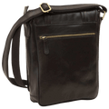 Borsa messenger in pelle nera con tasca frontale con zip e tracolla