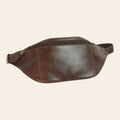 Marsupio in pelle marrone scuro laterale con tasca con zip