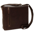 Borsa messenger in pelle marrone scuro con tracolla e zip frontale