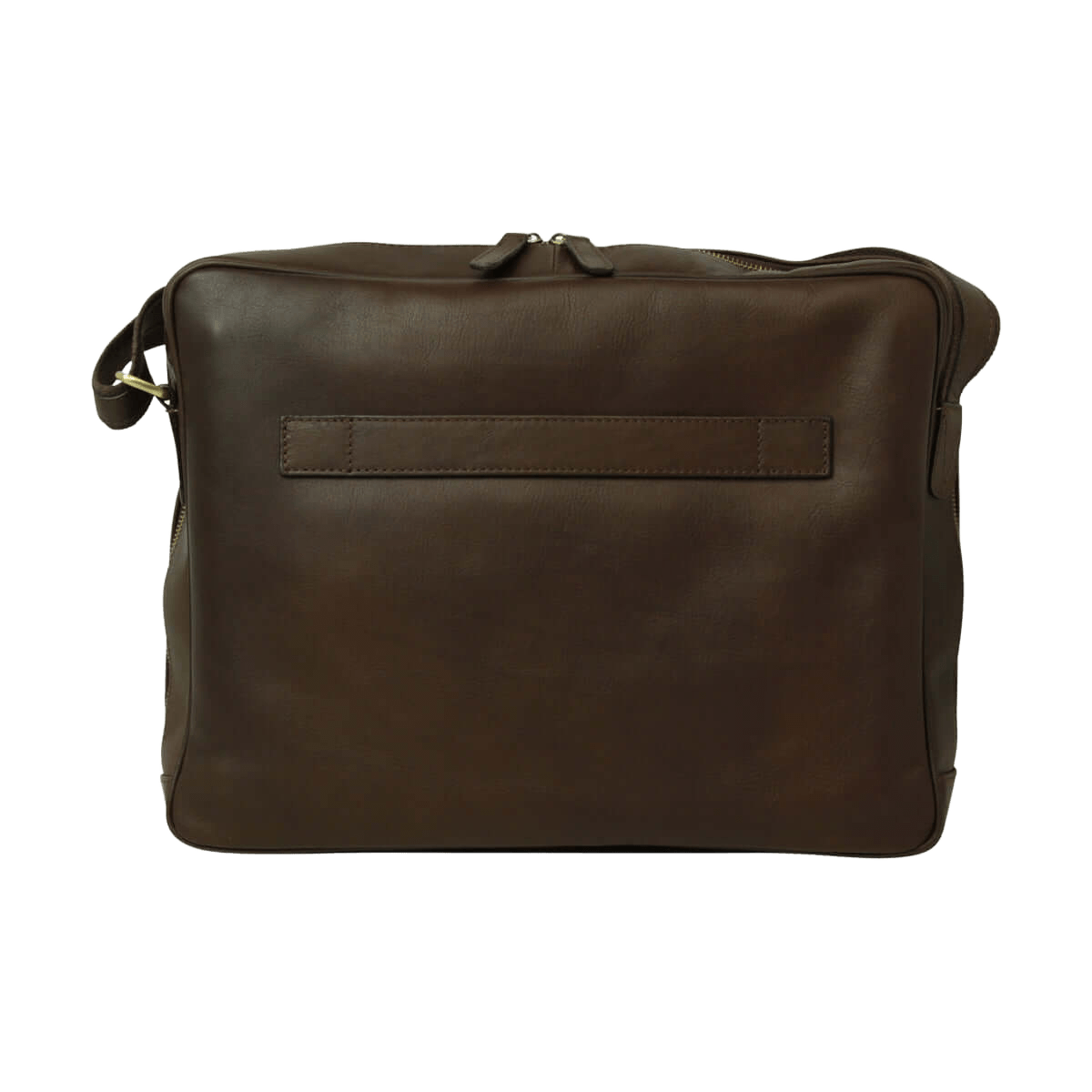 Borsa messenger in pelle marrone scuro grande con patta frontale e tracolla