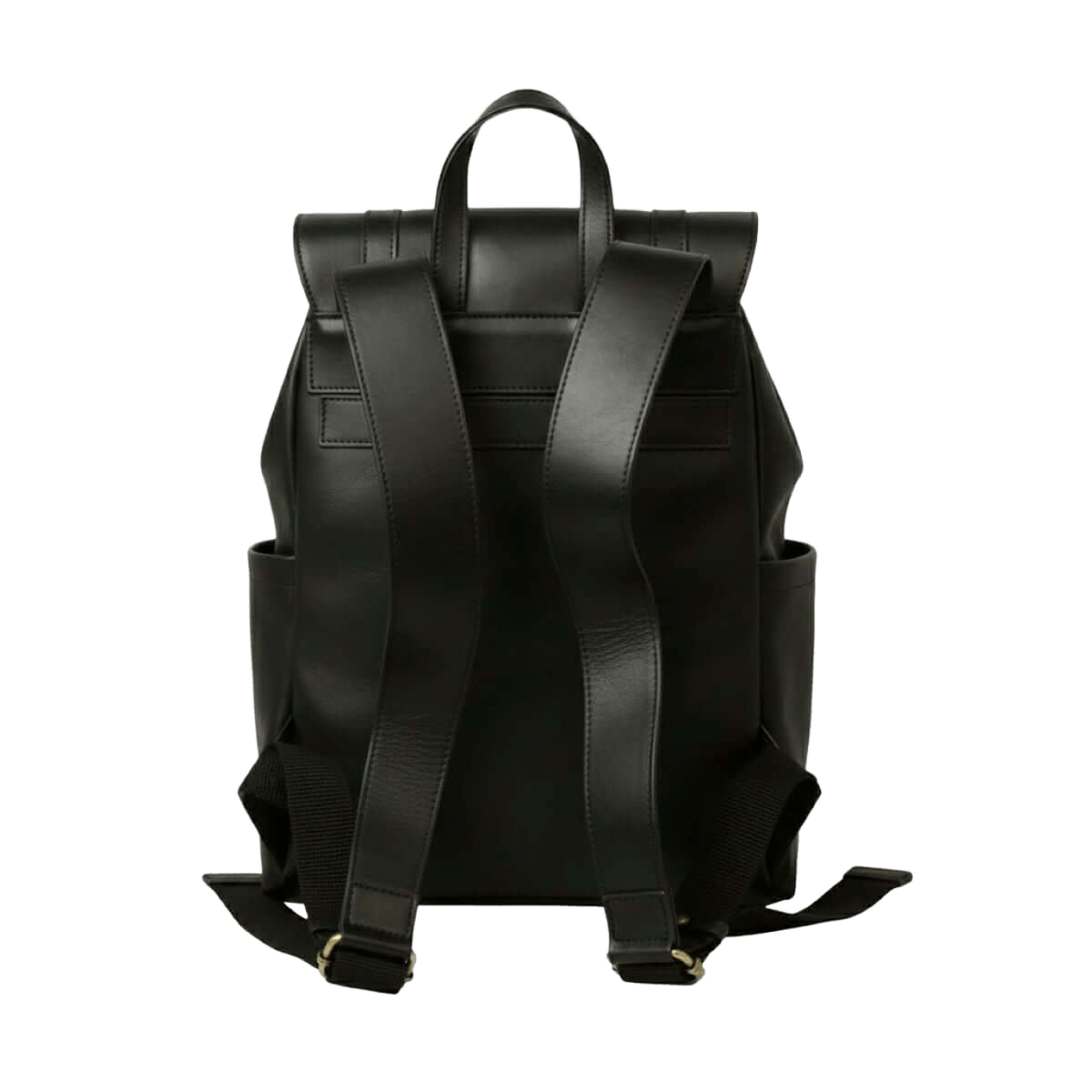 Zaino in pelle nero per laptop con spallacci imbottiti e fascia trolley