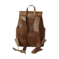 Zaino in pelle castagna per laptop con fascia trolley e spallacci regolabili