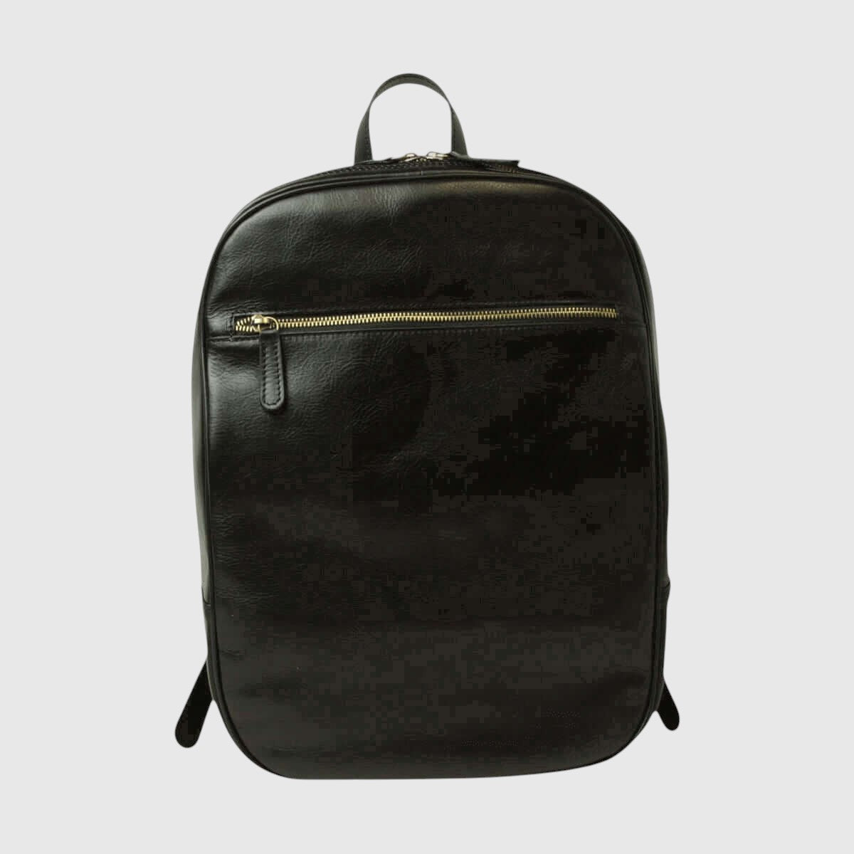 Zaino in pelle nero con tasca frontale a zip