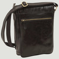 Borsa messenger in pelle di vitello nera con tracolla e tasca frontale con zip