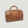 Borsa da viaggio in pelle color castagna con manici e chiusura lampo laterale