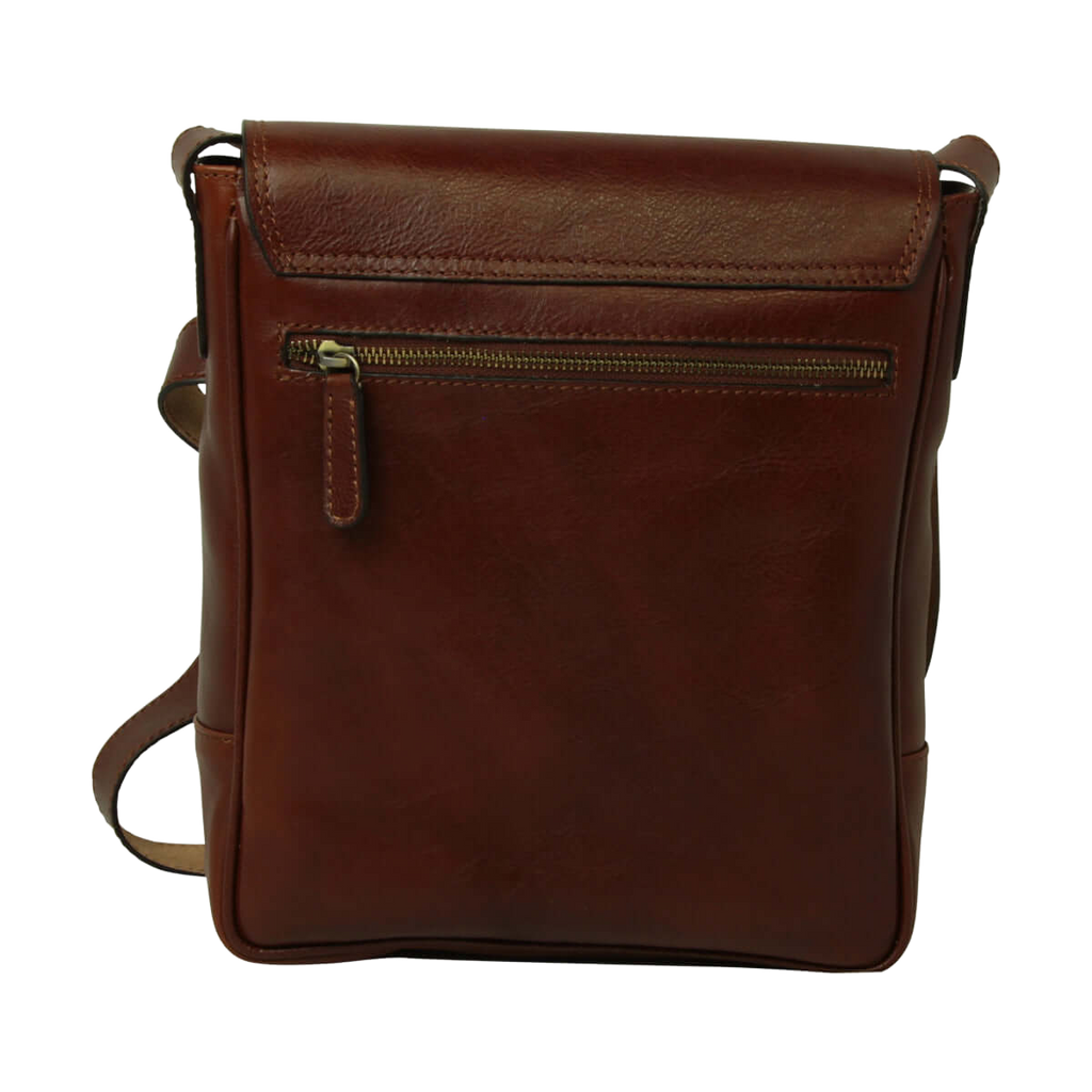Borsa in pelle marrone per I-Pad con tasca frontale e zip