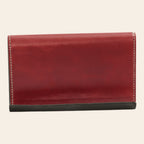 Supporto per iPad e iPhone in pelle vitello rossa con base scura, Old Angler
