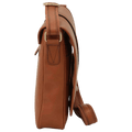Borsa messenger marrone verticale con patta superiore e tracolla