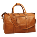 Borsa da viaggio in pelle marrone con manici, tracolla e chiusura lampo