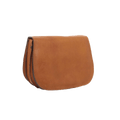 Borsa a tracolla in pelle cuoio, vista frontale, zip sulla parte alta
