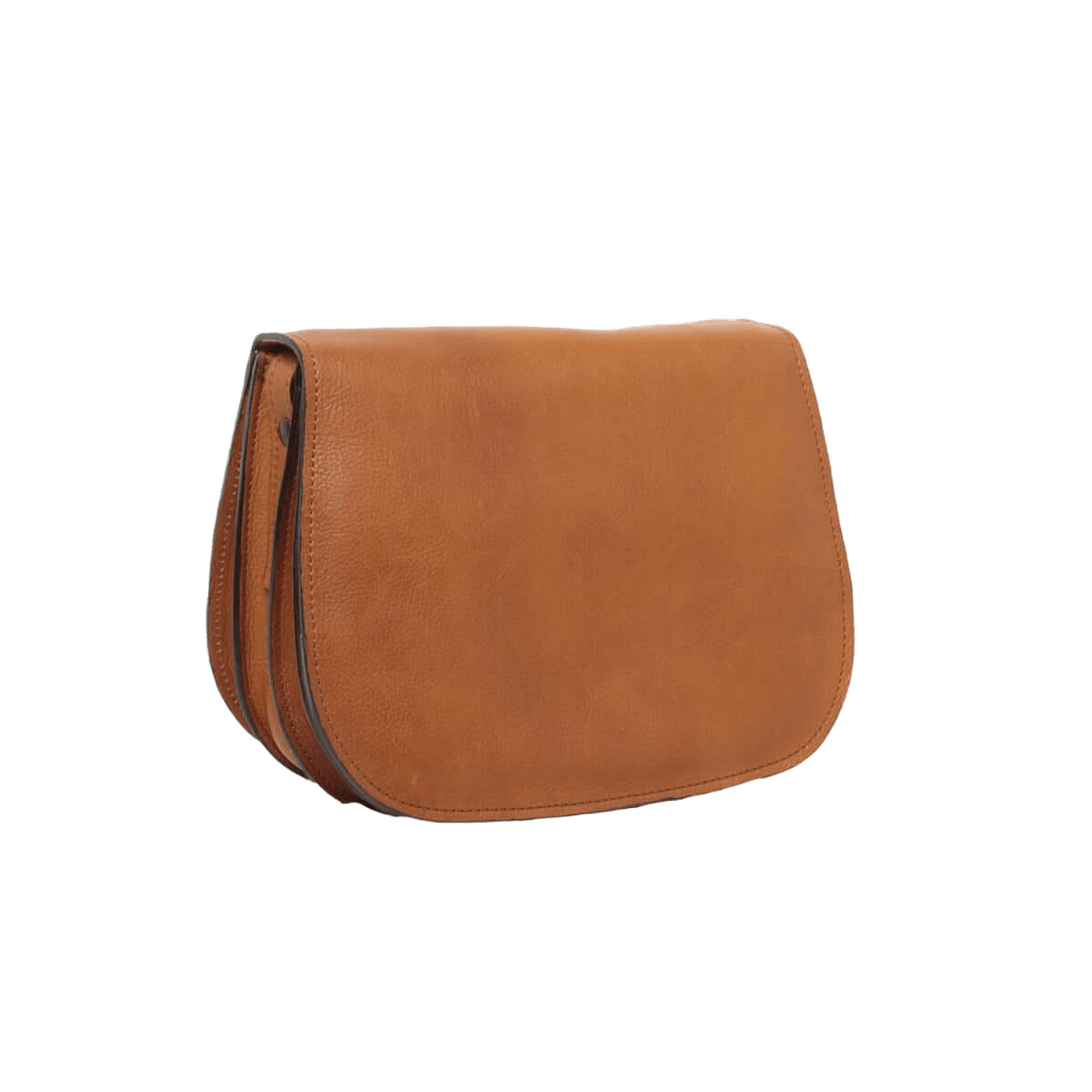Borsa a tracolla in pelle cuoio, vista frontale, zip sulla parte alta