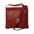 Borsa a tracolla rossa in pelle con zip centrale e fibbia regolabile