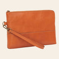 Portadocumenti in pelle marrone con zip e tracolla