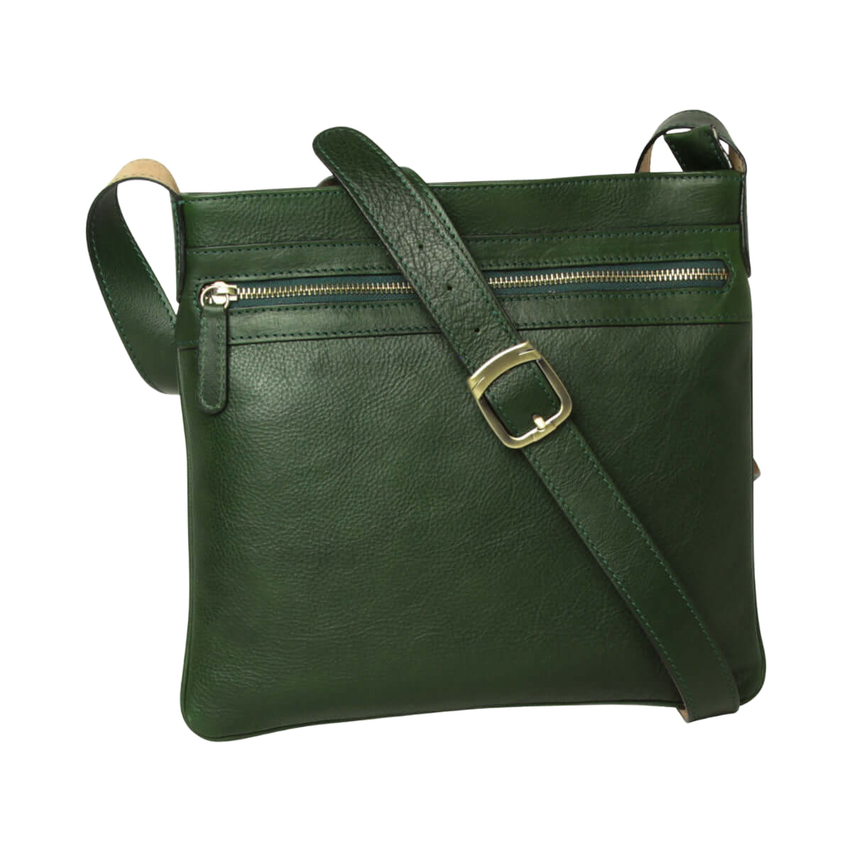 Borsa a tracolla verde con cinturino regolabile e fibbia metallica