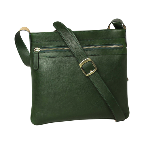 Borsa a tracolla verde con cinturino regolabile e fibbia metallica