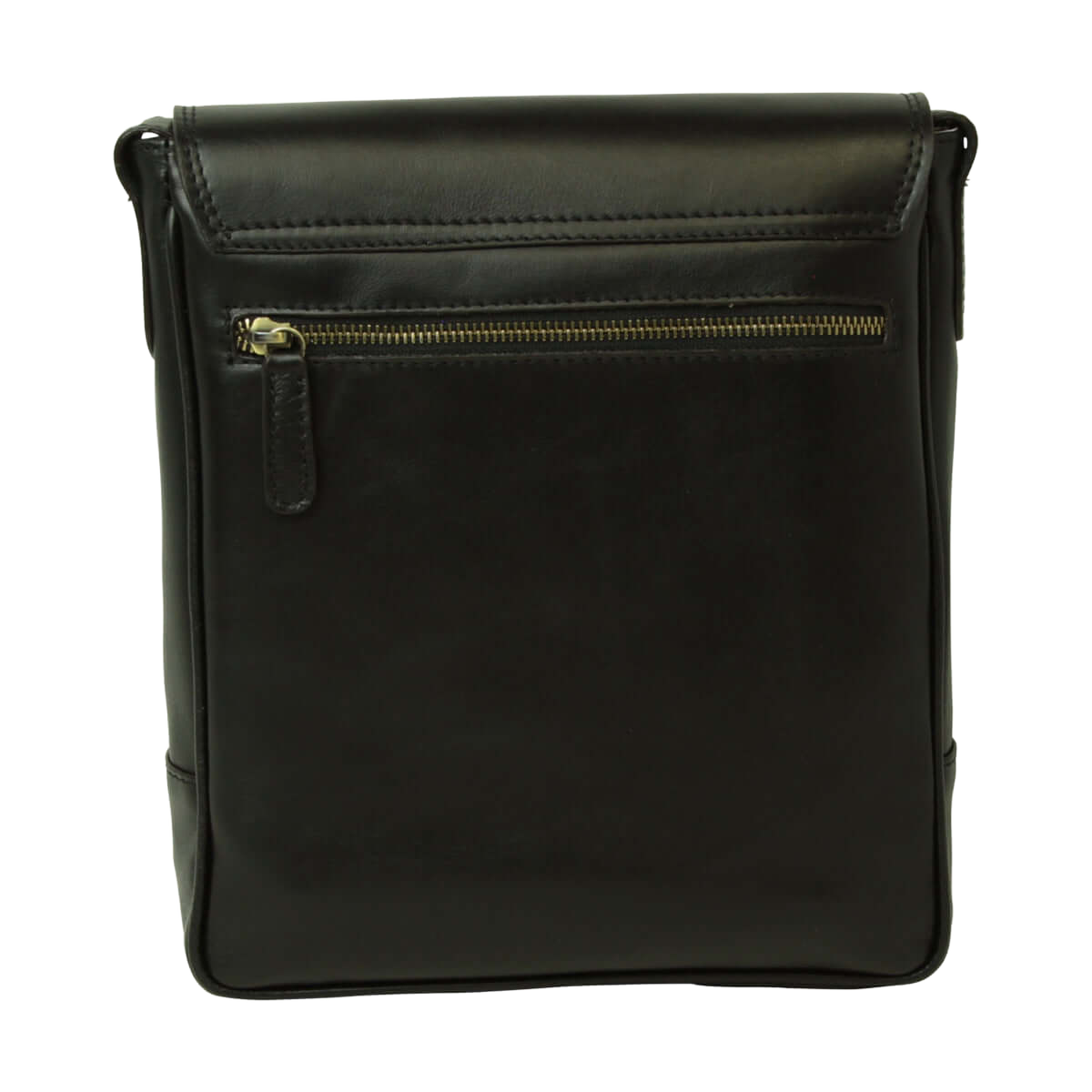Borsa in pelle nera per I-Pad con tasca frontale e zip dorata