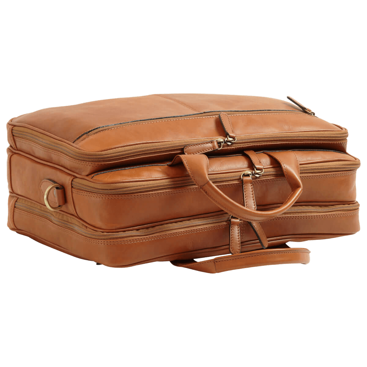 Borsa in pelle marrone con maniglia laterale e dettagli fibbia