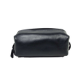 Beauty case in pelle nero chiuso con zip lungo bordo superiore