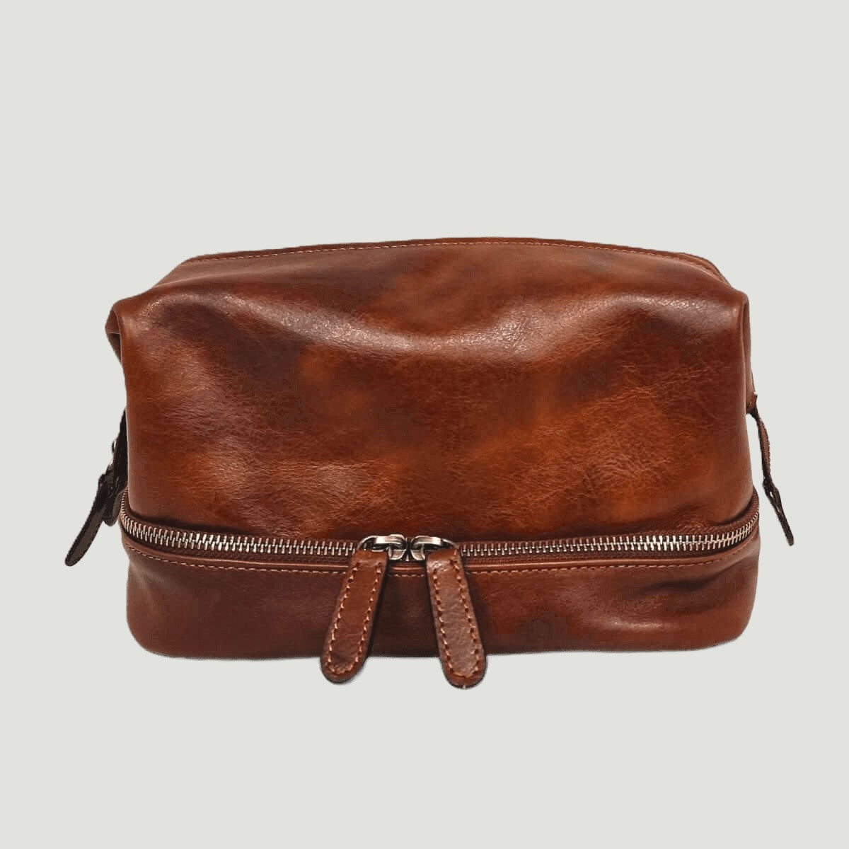 Astuccio beauty marrone con zip e tiranti cordino
