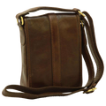 Borsa a tracolla in pelle marrone scuro con zip e tracolla regolabile
