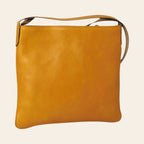 Borsa a tracolla in pelle giallo ocra grande con tracolla