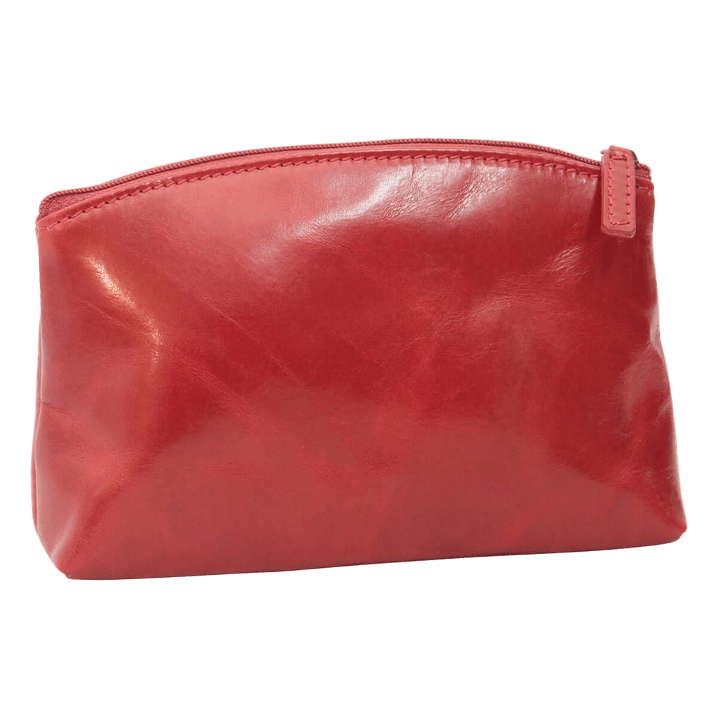 Astuccio beauty in pelle rossa con zip laterale