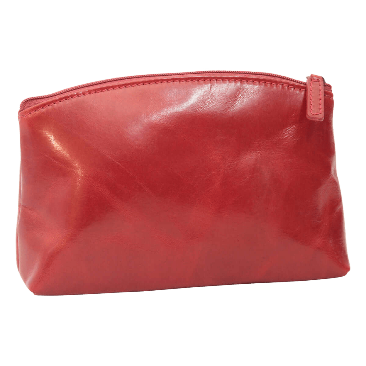 Astuccio beauty in pelle rossa con zip laterale