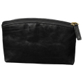 Beauty case in vacchetta nera con zip superiore e linguetta