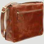Borsa messenger uomo in pelle marrone con zip frontale e tracolla