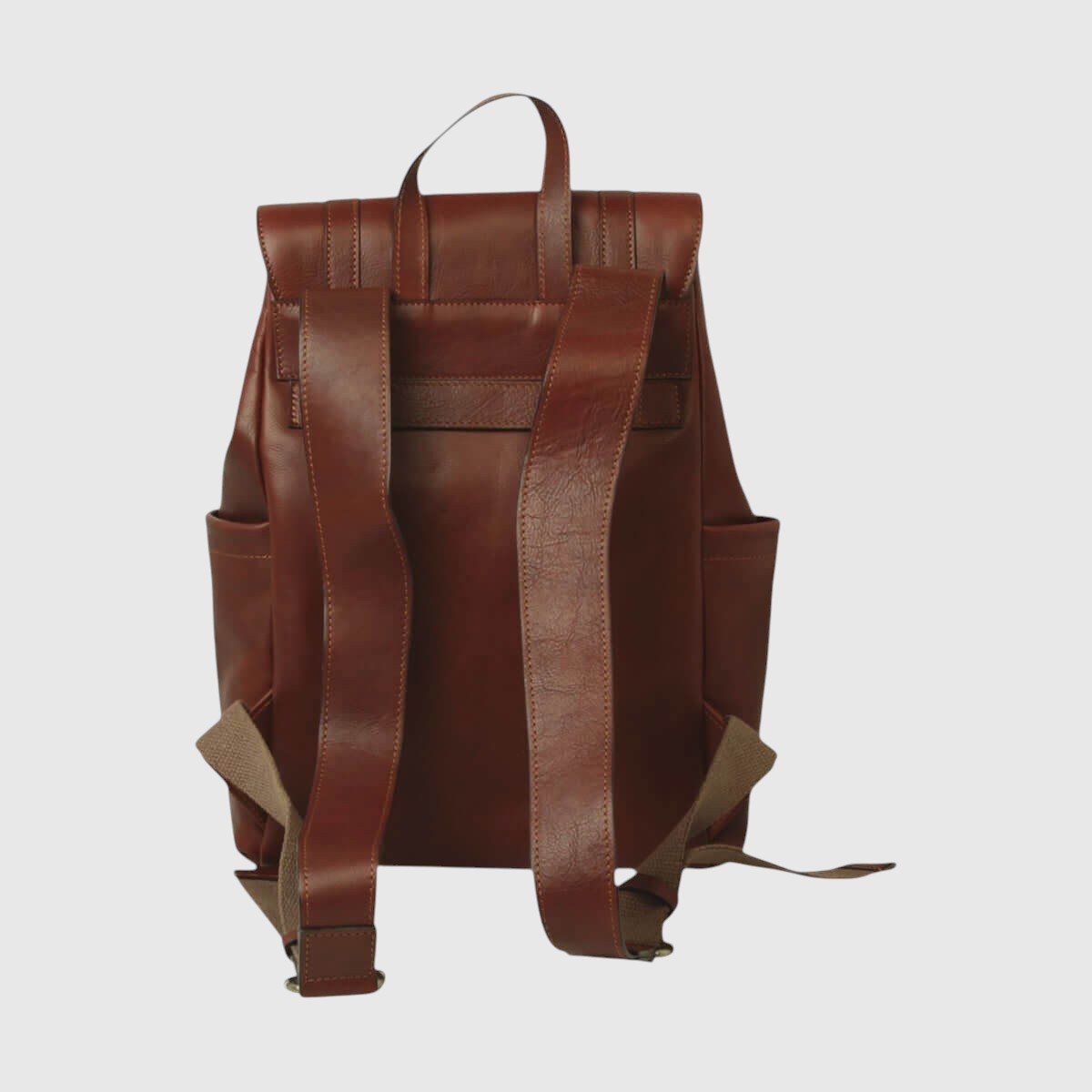 Zaino in pelle marrone Mogano per laptop, retro imbottito e tracolle regolabili