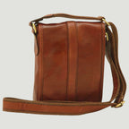 Borsa a tracolla Old Angler in pelle marrone, tracolla e patta frontale