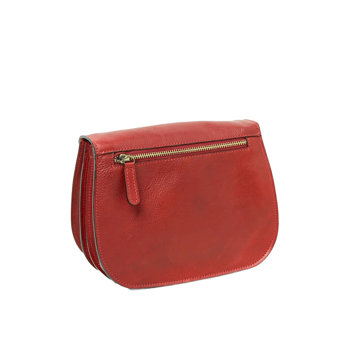 Borsa a tracolla rossa in pelle con zip superiore e tasca laterale