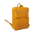 Zaino in pelle giallo ocra con tasca frontale e chiusura con zip