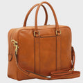Cartella in pelle arancione Old Angler, due manici e chiusura con zip dorata