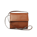 Borsa a tracolla in pelle cuoio con patta e tracolla sottile