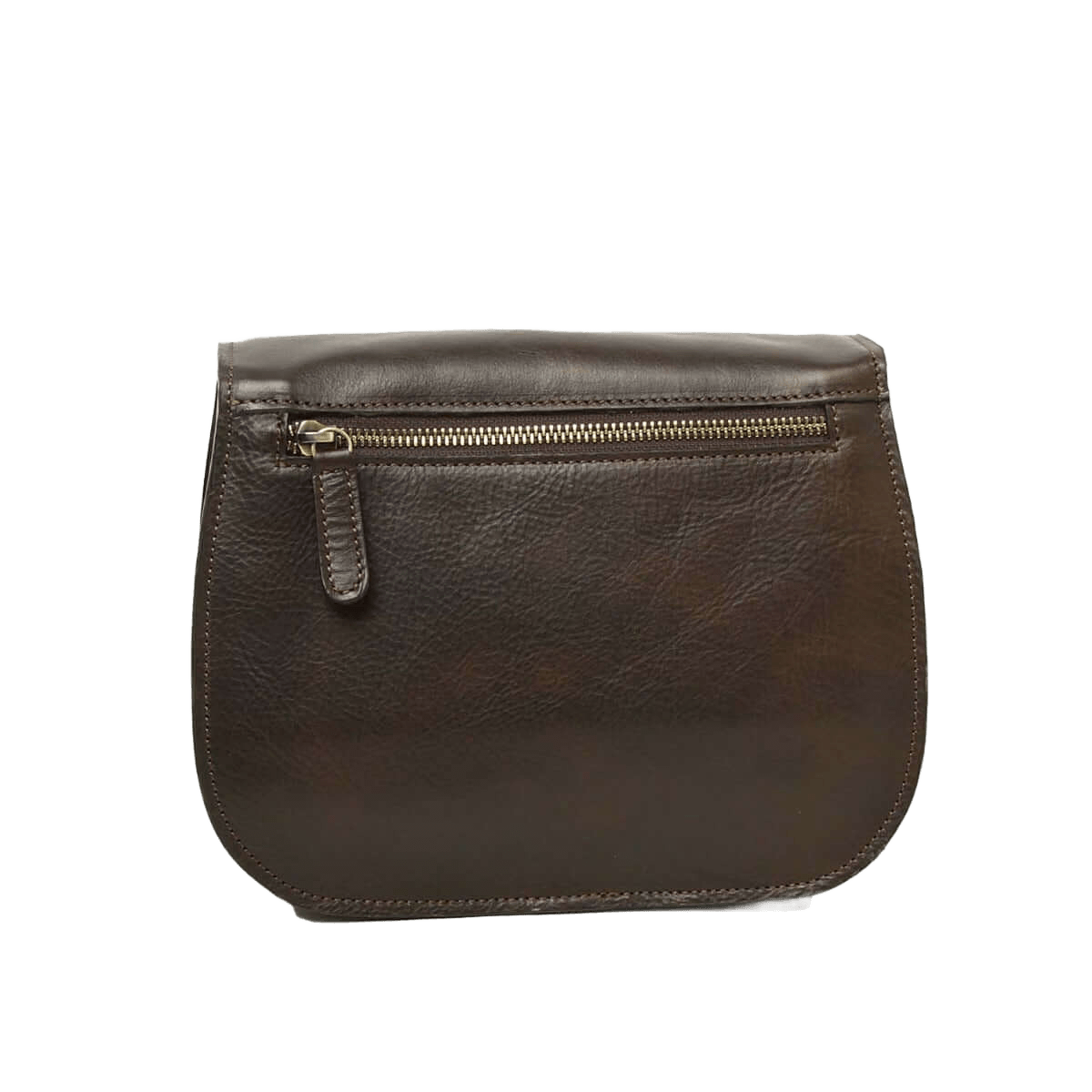 Borsa a tracolla testa moro con chiusura con zip e patta, vista frontale