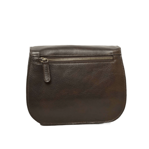 Borsa a tracolla testa moro con chiusura con zip e patta, vista frontale