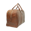 Borsone in pelle castagna con zip laterale e passanti in metallo