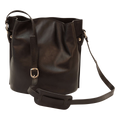 Borsa a tracolla in pelle nera con tracolla e fibbia frontale